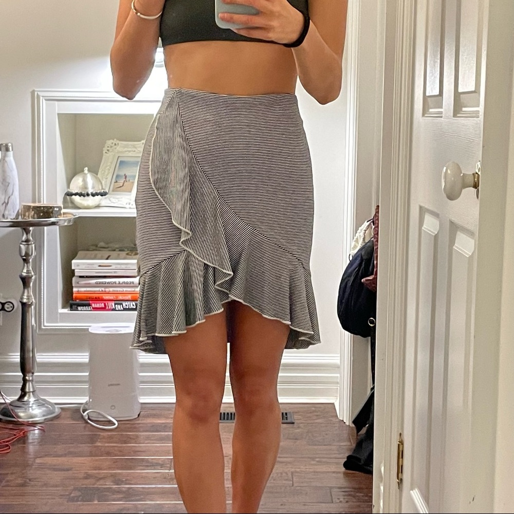 Club Monaco Striped Ruffle Skirt